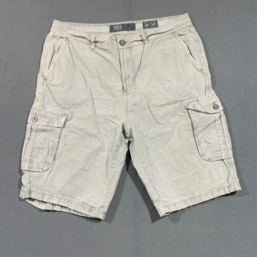 BKE Walker Mens Cargo Shorts Size 38 Slate Gray Ripstop Cotton Standard Fit